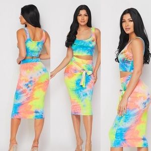 Two piece tie dye skirt set